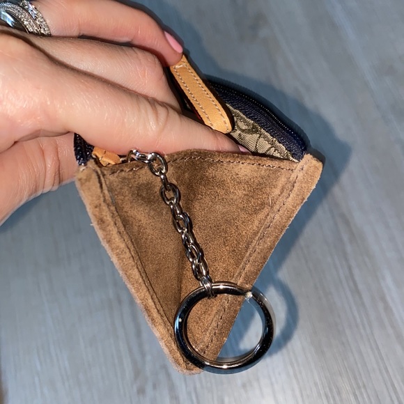 Vintage Coach plaid & suede wallet/coin purse with keychain - Picture 10 of 10